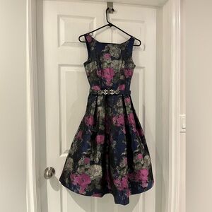 Eliza J Floral Dress - Purple and Blue